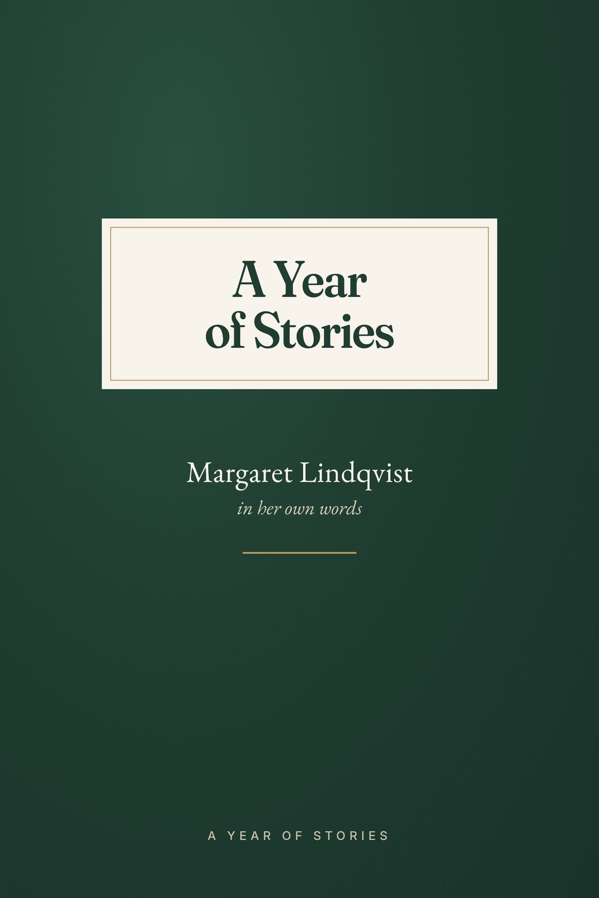 The book cover: A Year of Stories on a cream plate, the storyteller's name below