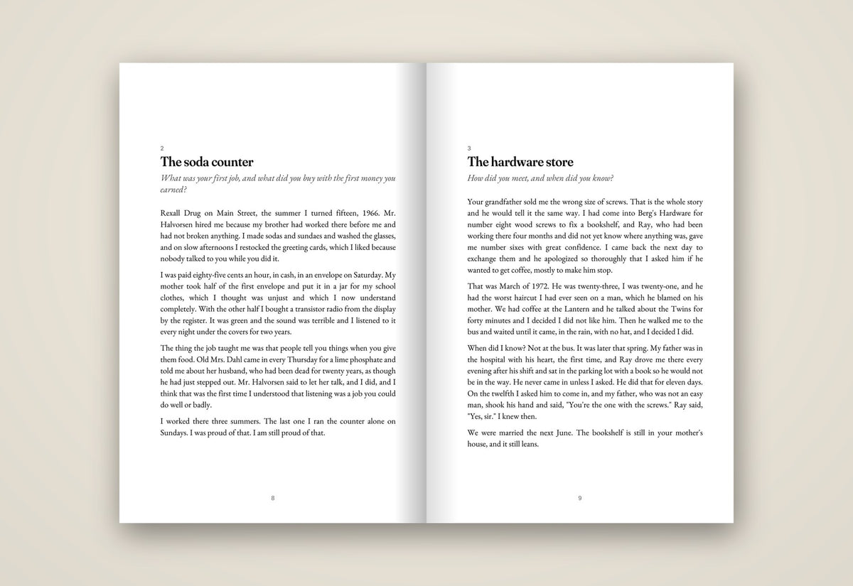 An open spread of the book: a chapter set in EB Garamond on cream paper