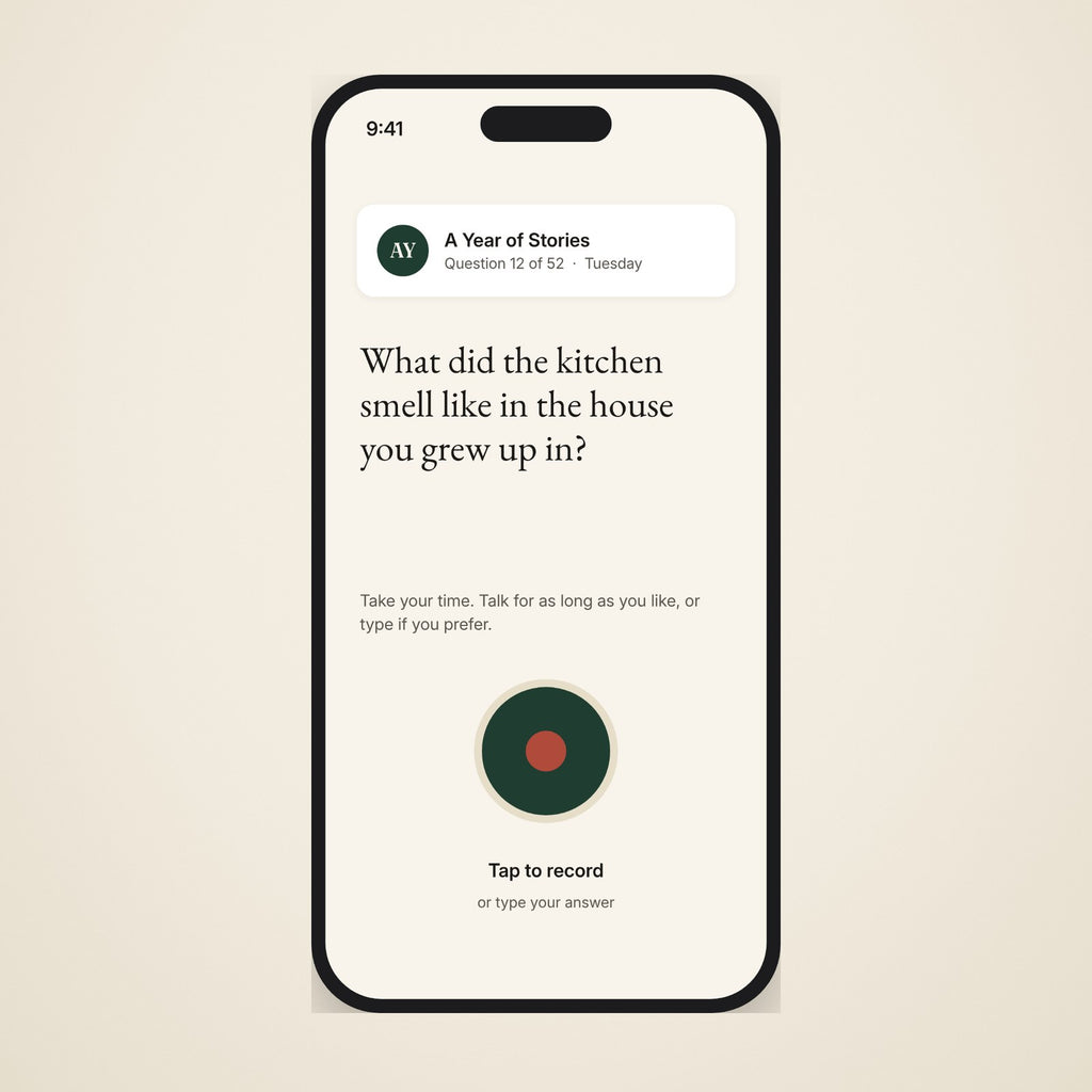 The weekly question on a phone, answered by voice note or typing