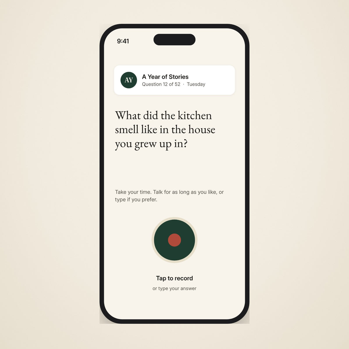 The weekly question on a phone, answered by voice note or typing